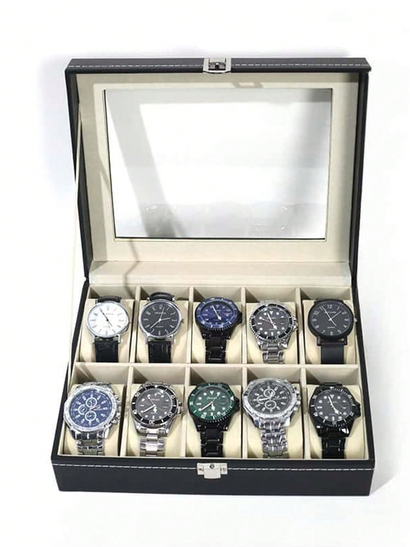 Leather Watch Box with Lock, L - Jewelry Organizer Watches recension och pris