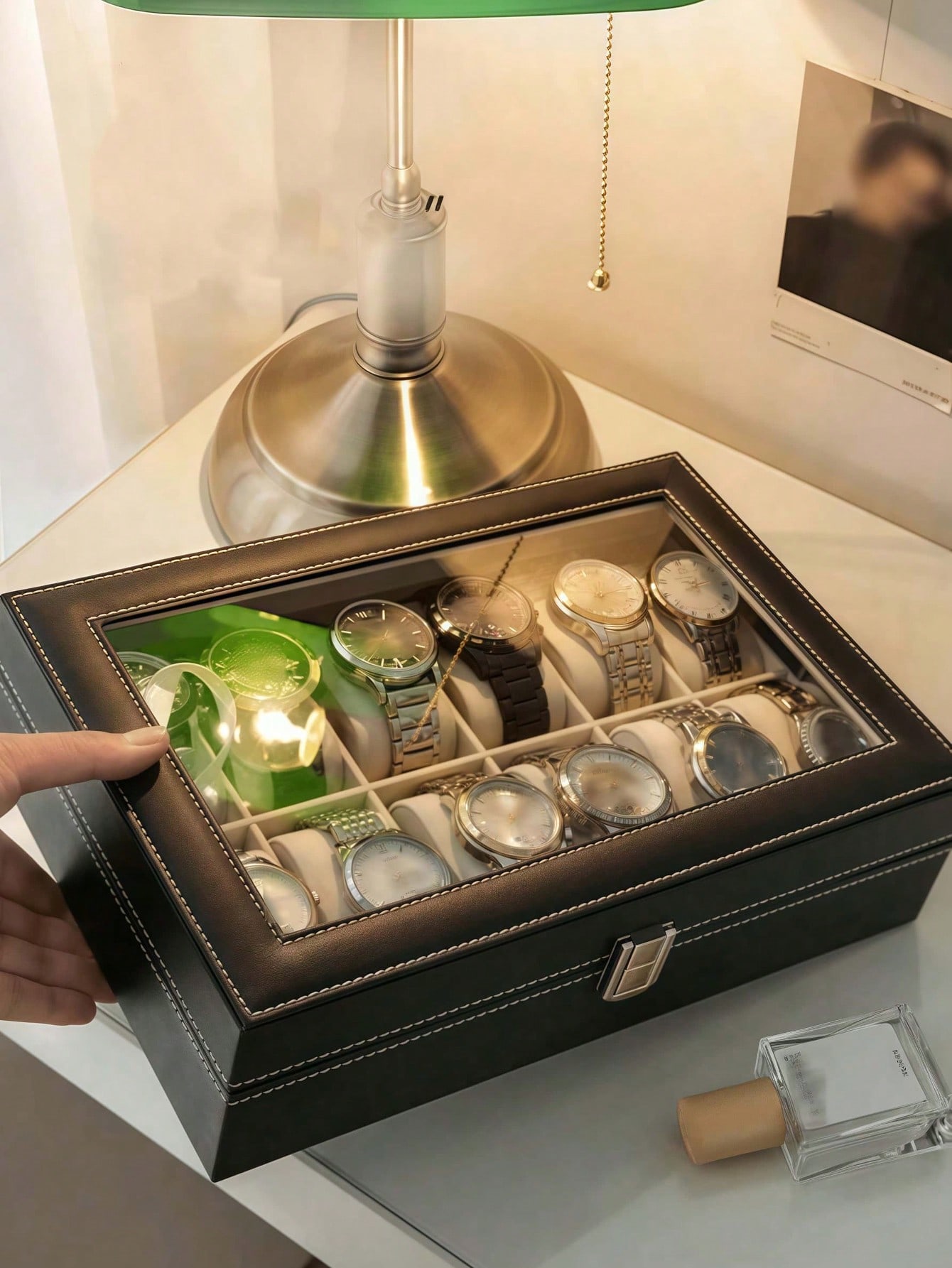 Leather Watch Box with Lock, L - Jewelry Organizer Watches recension och pris